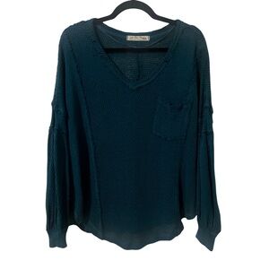 We The Free, Free People Blue Green Knit Oversized Sweater Size Medium